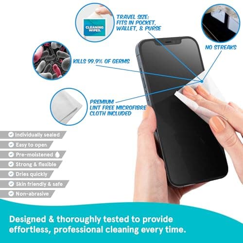 Professional Screen Wipes by Smith’s® | 60 Pack | 14 x 14cm | Perfect Cleaning Wipes for 17” Monitors, Laptops, iPads, Mobile Phones, 17” LCD TVs, Tablets, PCs, Keyboards & More! — view 5