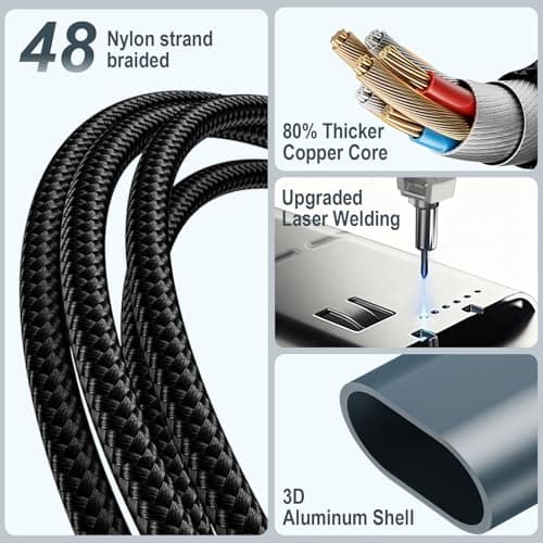 Travel Essentials for Apple Watch Charger,3 in 2 USB C Cable-8inch Black ﻿ — view 4