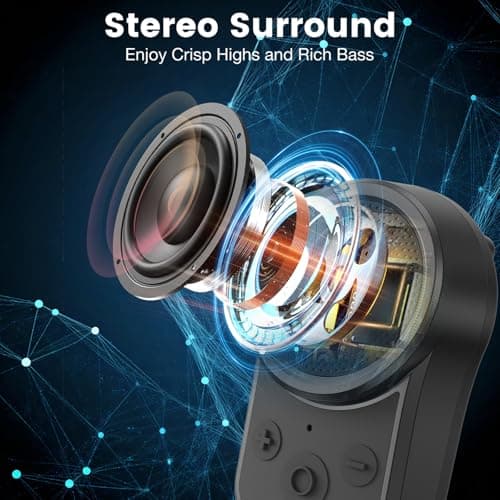 VkingMoR Mini Bluetooth Speaker, Clip-On Portable Speaker with Built-in Mics Hands-Free Music and Calls for Hiking/Biking, Waterproof Adjustable Volume Wearable Bluetooth Speakre, Gifts for Women/Men — view 2
