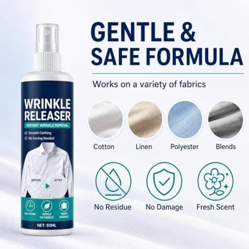 Instant Wrinkle Release, Wrinkle Release Spray Travel Size, Crease Release Spray, No Iron, Travel-Ready, Portable Fabric Refresher Release Spray For Clothes, Dresses, And Bedding, 50ml，2PC — view 6