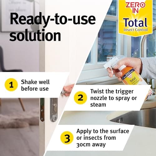 Zero In Total Insect and Germ Killer - 500 ml Anti-Bacterial Insecticidal Spray Protects up to 12-Weeks Kills Flies, Ants, Wasps, Mosquitos, Cockroaches, Flying and Crawling Insects, and their germs — view 6