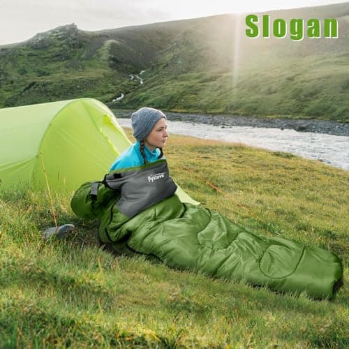 Pystuvo Sleeping Bag for Adults,4 Season Sleeping Bag,Lightweight,Waterproof Indoor & Outdoor Use,Green+Gray — view 4