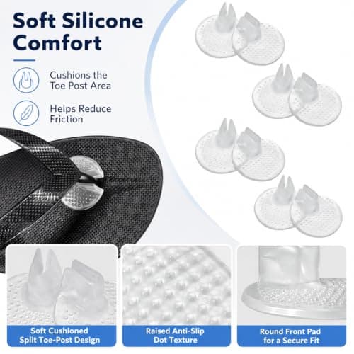 4 Pairs Silicone Toe Protectors for Flip Flops, Soft Flip Flop Gel Cushion Pads, Soft Gel Cushions Pad with Toe Guards, Anti-Slip Thong Sandal Accessories, Silicone Toes Protectors for Men and Women — view 3