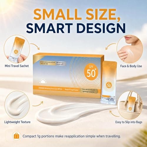 50 Pack Mini Sunscreen Travel Size SPF 50+ Waterproof Sun Cream for Body & Face, Long Lasting Protection, Face Moisturizer with SPF, Portable Sunblock Lotion — view 6