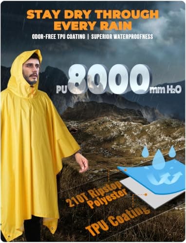 ANYOO Waterproof Rain Poncho Lightweight Reusable Adult Unisex Multi-use — view 3