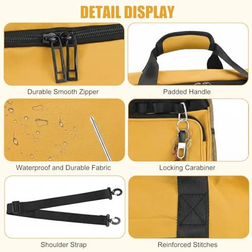 Sports Bag Travel Bag for Men and Women, Large 65L Sports Bags with Shoe Compartment & Wet Compartment, Large Capacity Travel Bag, Gym Bag, Travel Swimming Bag, Overnight Bag (Yellow) — view 4