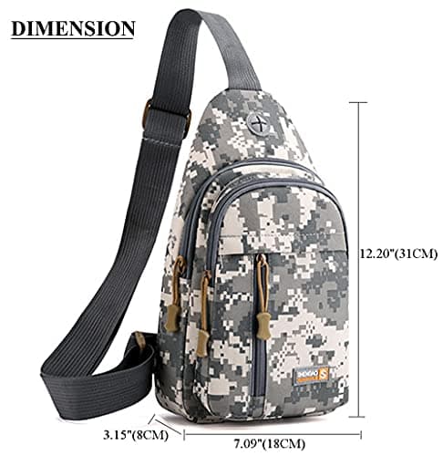 RTGGSEL Men's Waterproof Sling Bag Chest Shoulder Backpack Crossbody Bag Daypack with Earphone Hole for Travel, Hiking,Cycling (ACU Camouflage) — view 2