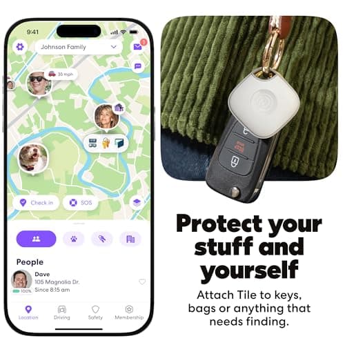 Life360 Tile- Bluetooth Tracker, Keys Finder and Item Locator for Keys, Bags and More. Phone Finder. Both iOS and Android Compatible. 1-Pack (White) — view 3