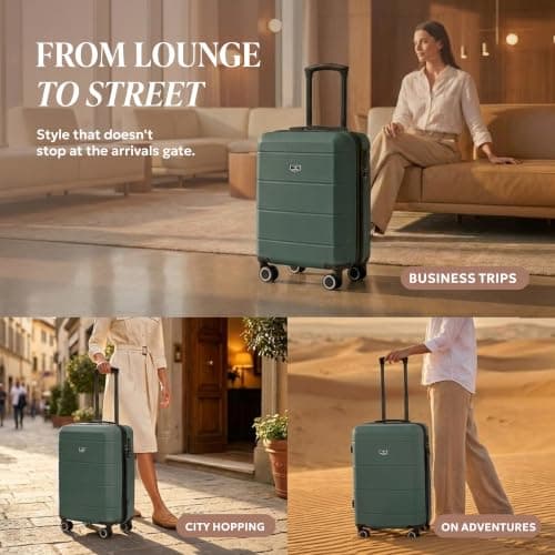 LUGG 20-Inch Jetset Lightweight Cabin Suitcase, ABS Hard Shell, Water-Resistant Carry-On Luggage, TSA-Approved Lock, 4 Spinner Wheels, 3-Step Telescopic Handle, EasyJet Overhead, 55 x 35 x 23 cm — view 4