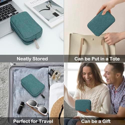 DOB SECHS Waterproof Canvas Mini Travel Makeup Carrying Case Wash Bags Cosmetic Bag Portable Electronics Accessories Organizer Wash Gym Shaving Bag, Green — view 4
