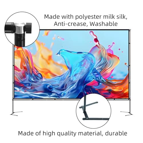 BENOISON 120inch Portable 16:9 4K HD Outdoor Projector Screen with Stand — view 3