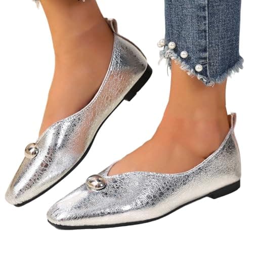 Generisch Women's Slippers, Casual Shoes, Comfortable Flat Low Shoes, Breathable Lightweight Everyday Hiking Shoes for Women, silver, 4 UK — view 2