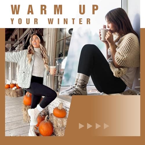 SINOPHANT Fleece Lined Leggings for Women Thermal Winter Thick Brown S — view 2