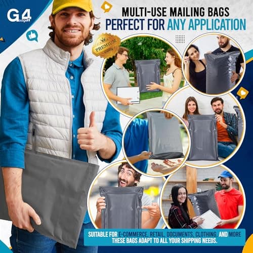 G4GADGET 25 Pack Large Grey Mailing Bags 17x24 [432mm x 610mm] – Strong Postage Bags for Clothes, Vinted Shipping, Parcel Packaging, Delivery, Mailing & Posting — view 5