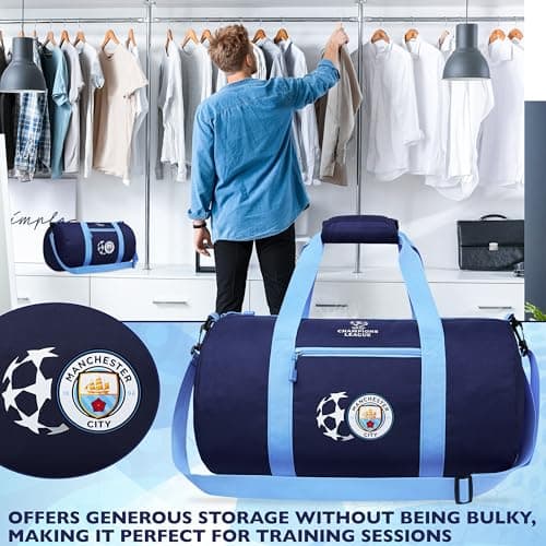 Manchester City F.C. Duffle Bag Sports Holdall for Men Teens Supporters' Gear Kids Large Gym Bag for Football PE Overnight Weekender — view 5