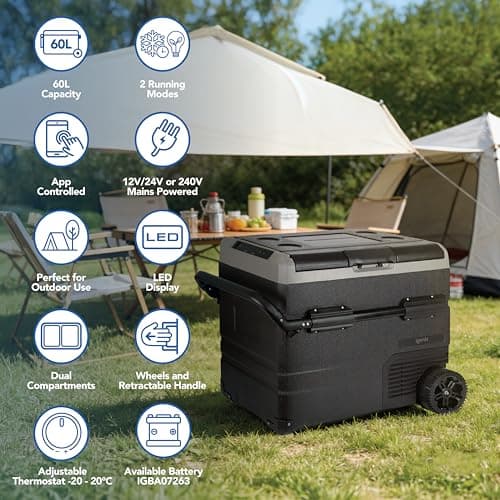 Igenix 60L Portable Basket Fridge Freezer, Black — view 2