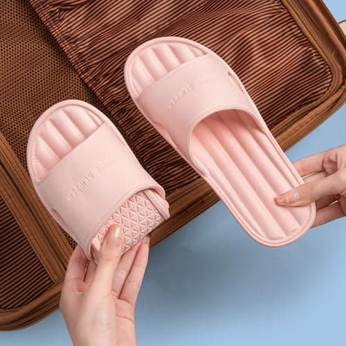 Travel Slippers for Women, Portable Foldable Slides Non-Slip Foldable Summer Sandals Shower Shoes for Hotel Spa Gym Beach (L, UK Footwear Size System, Adult, Women, Numeric Range, Medium, 5.5, 6.5) — view 2