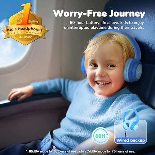 iClever BTH22 Kids Headphones Wireless 60H Play Time for Toddler Travel — view 2