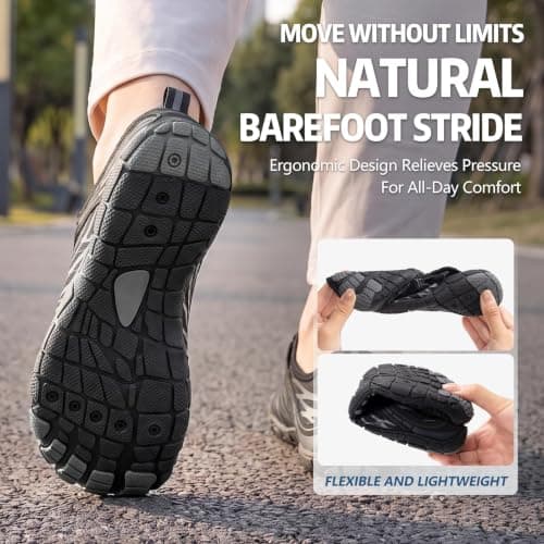 Hike Barefoot Shoes Womens Mens Walking Running Gym Trainers Wide Fit Non-Slip Lightweight Outdoor Swim Surf Water Shoes Black — view 3