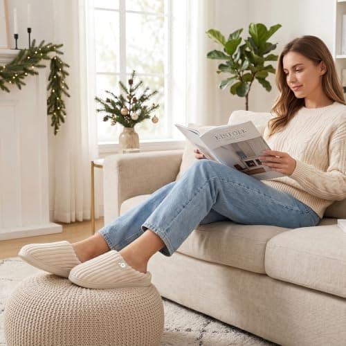 Coswind Slippers Women Men Clouds Memory Foam Slip-on Corduroy House Shoe — view 3
