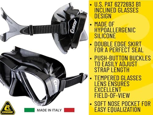 Cressi Big Eyes+Alpha Ultra Dry Combo Black/Black - Combo Set Mask + Snorkel UD for Diving and Snorkelling, Black/Black, One Size, Adults — view 6
