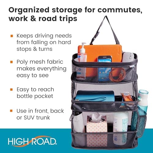 High Road CarCubby Car Storage Organizer - SUV Trunk Organizer, Passenger Seat Organizer or Back Seat Storage With 3 Easy-View Mesh Bins — view 2