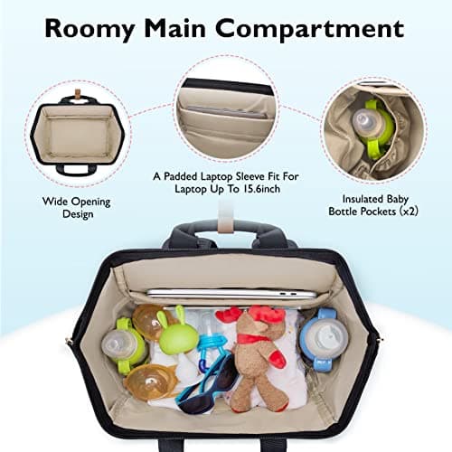 MOMMORE Changing Bag Backpack with Insulated Cooler Storage Bags, Baby Nappy Diaper Bags with 15.6" Laptop Sleeve for Travel Work, Mom Breast Pump Backpack, Fits Medela/Philips Avent/Spectra — view 3