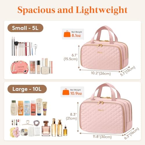 Lifewit Toiletry Bag for Women, Travel Wash Bag, Pink, Large — view 2