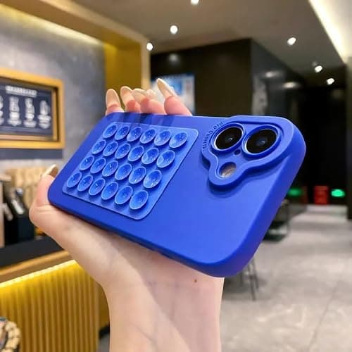Silicone Sticky Suction Pad Phone Holder – Reusable Anti-Slip Grip Mount for Car, Desk, Wall, or Dashboard, Strong Suction Phone Stand (dark blue)