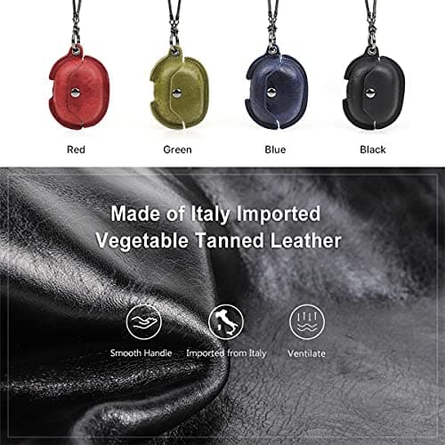 Hiram Real Vegan Leather Case Cover suitable for Freebuds Pro with Necklace Genuine Leather Earphone Case Wireless Charging Case — view 6
