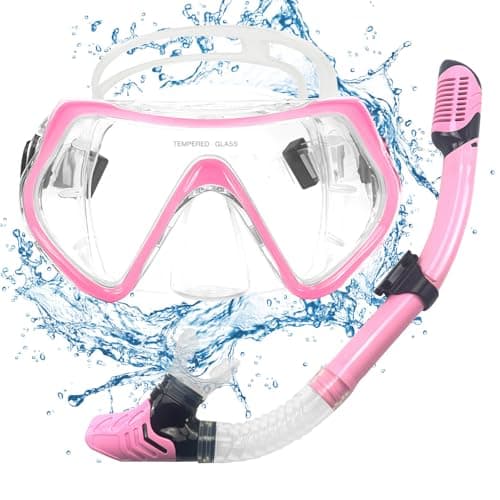 POPOYU Snorkel Set Adults,Snorkeling Mask Adult,180° Panoramic Anti-Fog Snorkel Mask with Dry Top Valve,Anti-Fog Anti-Leak Scuba Snorkeling Packages for Swimming Snorkeling,Scuba Diving Swimming