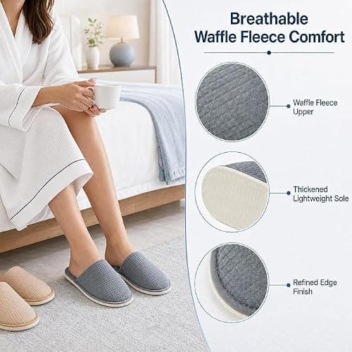 Defresit Disposable Hotel Slippers 10 Pairs Bulk, Non-Slip, Washable — view 4