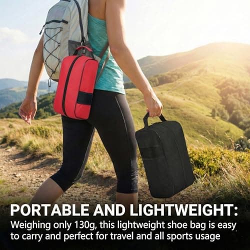 Waterproof Sports Boot/Shoe/Travel Bag for Football Cricket Rugby Golf Toiletry Gym for Men/Women (Black & Red, 2 Pcs) — view 2