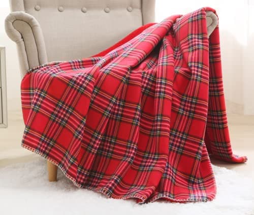 Beskie Fleece Throw Blanket for Sofa Couch Bed Travel | Red Black Tartan Plaid Pattern Check Home Decor Decorative Throw Blankets | Warm Cozy Christmas Blanket | 51" x 63" — view 5
