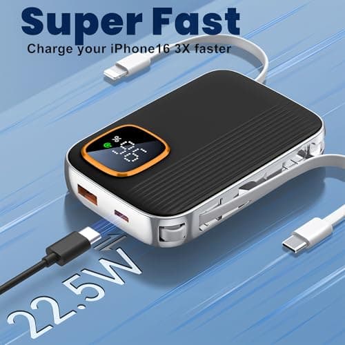 Portable Phone Charger 10000mAh Quick Charge 3.0 USB Power Bank LED Dispaly Fast Charging External Battery Pack Compatible with Google LG Android Samsung Galaxy Nintendo Switch (Black) — view 4