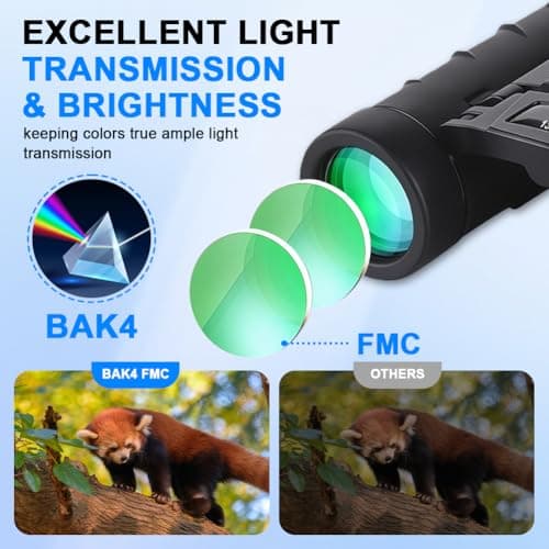 Flintronic 10X25 Binoculars for Adults, Compact Binoculars with BAK4 Prism, FMC Green Film, Easy Focus High Powered Binocular for Bird Watching Outdoor Sports Concerts Hunting Travel Camping — view 4