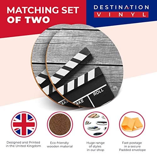 2 x Round Coasters - Roll Camera Action Movie Film - Cork Backed Home Kitchen Accessory Tea Coffee Mug Mat #41940 — view 2