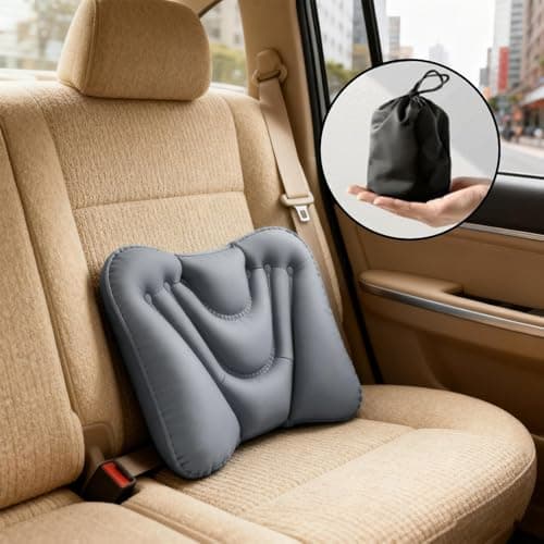 2 Pieces Inflatable Lumbar Pillows 45x31 Cm Gray PVC Breathable Foldable Lower Back Pillow Ergonomic Back Cushion Car Lumbar Support For Adults Travel Camping Outdoor Home Office Chair — view 2