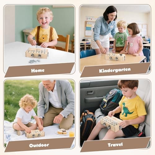 Vanplay Montessori Toys for 3 4 5 Year Olds, Montessori Screwdriver Board Set with Lock and Key - Kids Tool Set for Toddlers Travel, Fine Motor Skills Wooden Toys — view 4