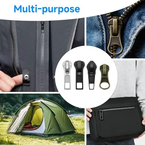JOVIA 76-Piece Zipper Replacement and Repair Kit, Universal Zipper Repair Tool Set with Detachable Size 5 Zippe Heads, Suitable for Jackets, Coats, Jeans, Luggage, Backpacks, and Tents — view 6