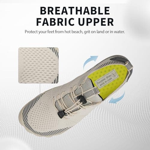 Barefoot Shoes Men Women Water Shoes Wide Lightweight Walking Shoes(3027Beige， 5UK) — view 4