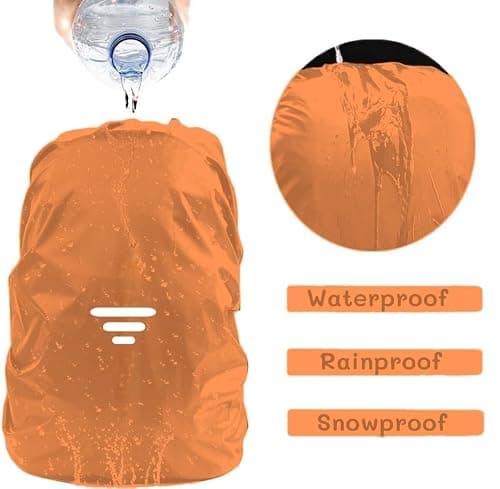 SHOCHX Waterproof Backpack Rain Cover with Three Reflective Strap, 1 Adjustable Anti Slip Cross Buckle Strap for Anti-Dust and Anti-Theft, Rainproof Snowproof, S for 18-25L Backpack, Orange — view 2