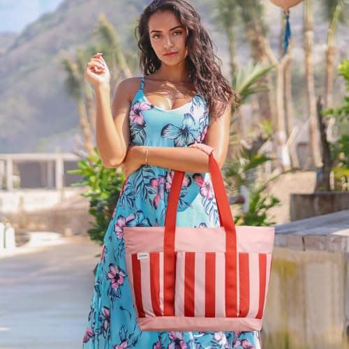 G4Free 35/50L Foldable Beach Bag with Zipper Pockets, Waterproof Tote Pool Handbags for Women, Compatible with Stanley Cup, Weekender, Travel, Holiday — view 2
