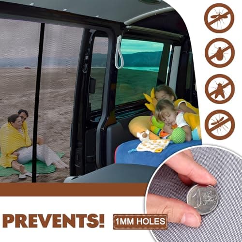 ZATOOTO Magnetic Mosquito Net for VW T5 T6 Sliding Door, Van Fly Screen — view 6
