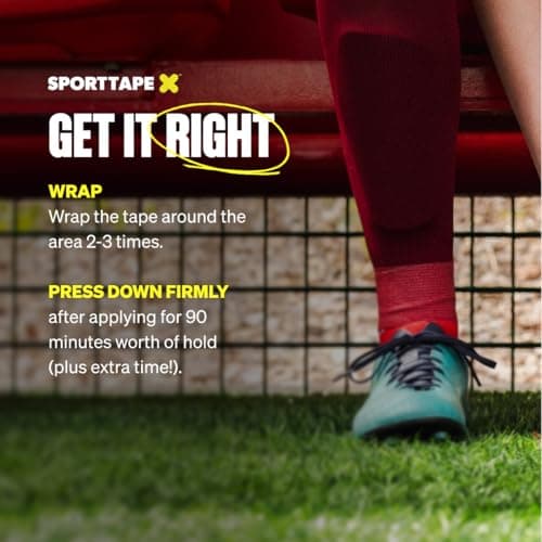 SPORTTAPE 6 Rolls Football Sock Tape, 5cm x 4.5m, Maroon, Self-Adhesive — view 5