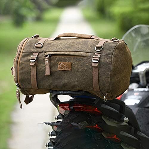 Camel 35L Motorcycle Saddle Bag Canvas Backpack for Travel, Hiking, Climbing, and Riding — view 3