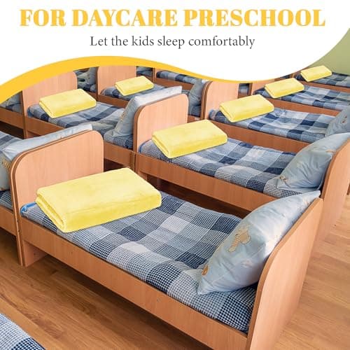 10 Pack Nursery Cot Blankets, 100 x 150 cm Yellow Soft Flannel Nap Blankets — view 6