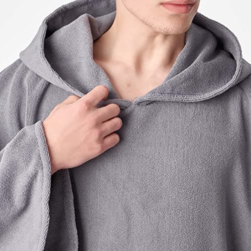 Brentfords Towel Poncho Adult Hooded Large Bath Swim Surf Beach Absorbent Dry Microfiber Changing Robe for Men Boys Quick Dry, Charcoal Grey — view 6