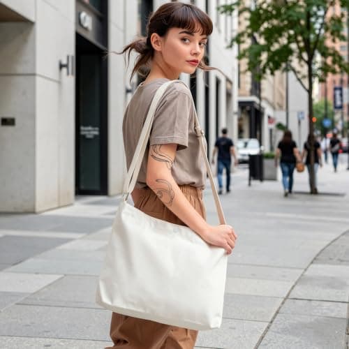 Shinylin 10 Pack Multi Purpose Reusable blank large Size Canvas Lightweight Crossbody Tote Handbags Shoulder Bag for Women Grocery Shopping Gift — view 2