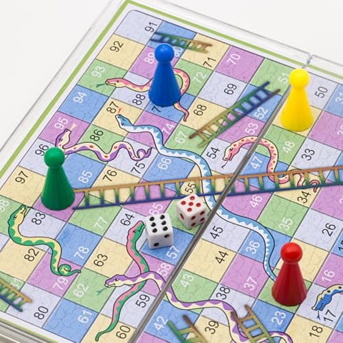 KOKOSUN Snakes and Ladders Travel Board Game Set -15 Centimeters, Mini Magnetic Folding Portable Traditional Game for Kids - Pocket Crystal Style — view 4